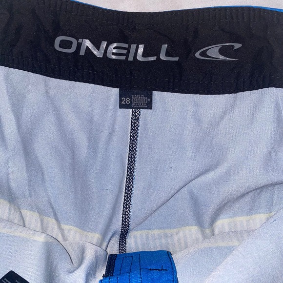 ONeill Board Shorts Swimwear Mens Swim Trunk Blue Striped Size 28x10 - Picture 6 of 9